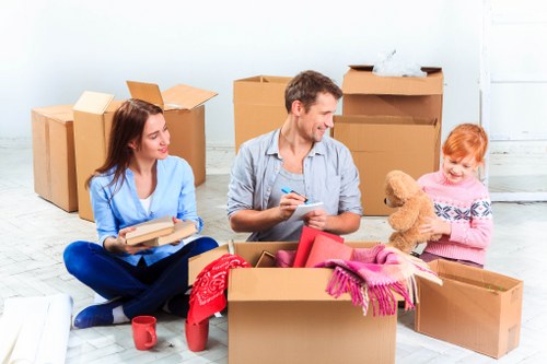 Chelsea property move with a removal van and packing boxes