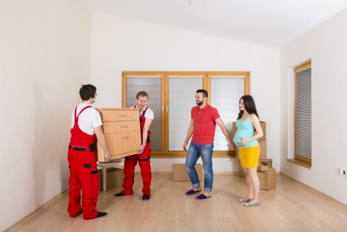 Van loading scene showing secure transport of household items