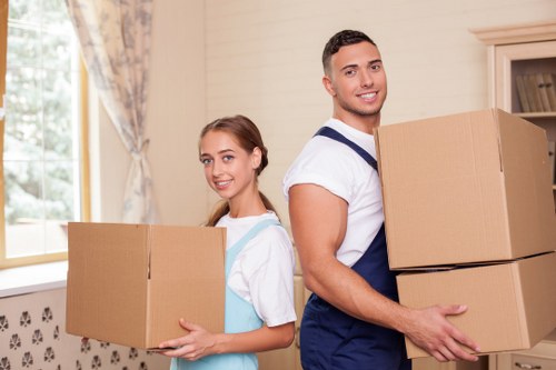 Office relocation service equipment and boxes for Chelsea business move