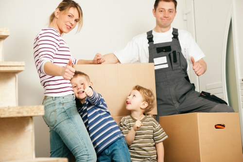 Professional team preparing office furniture for relocation in Chelsea